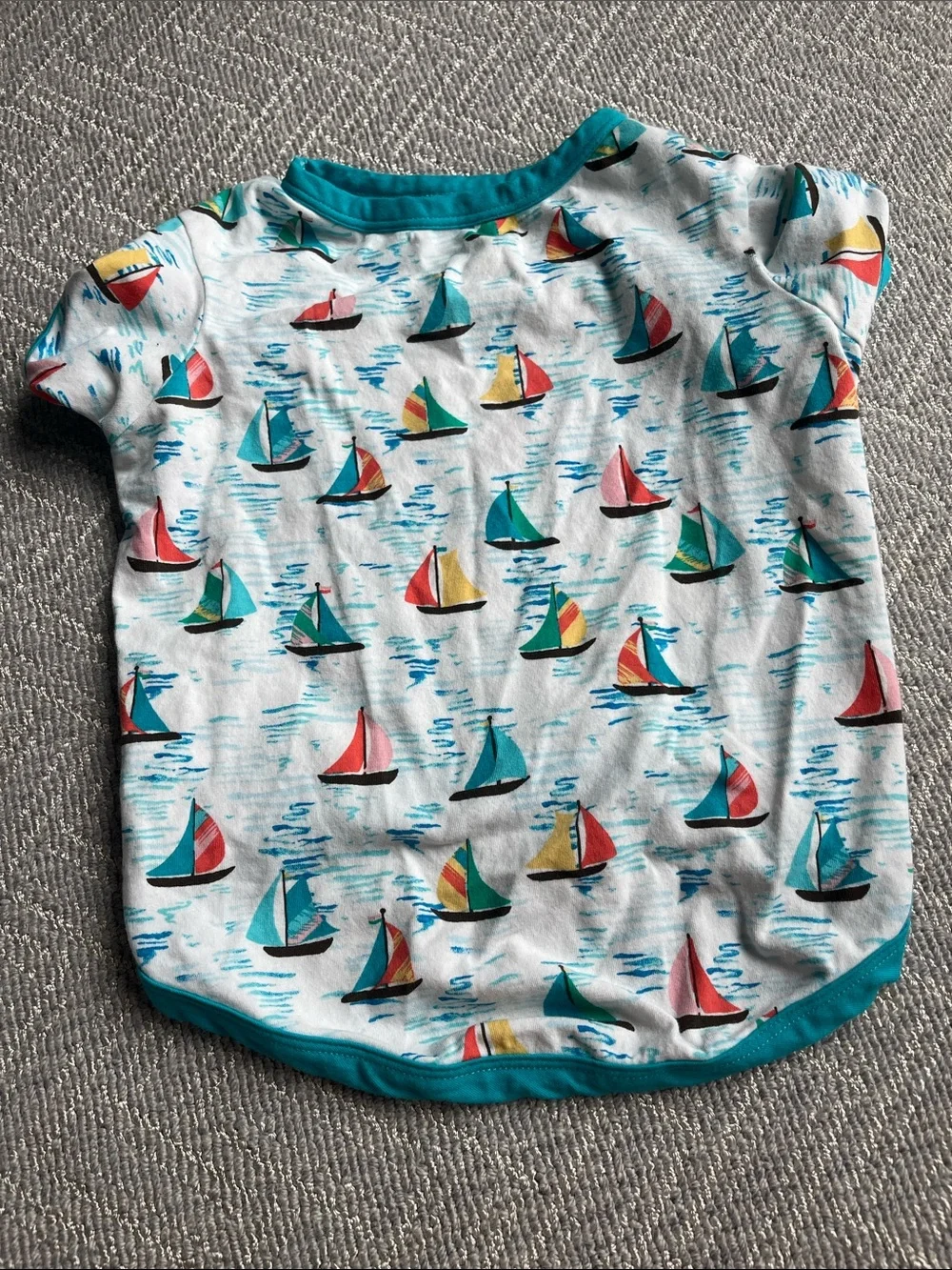 BedHead Sailboat-Print Tee with Teal Trim NWOT
